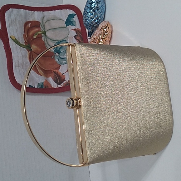HANDBAG SHOULDER BAG SATIN WITH GOLD TONE HARDWARE - Picture 12 of 13